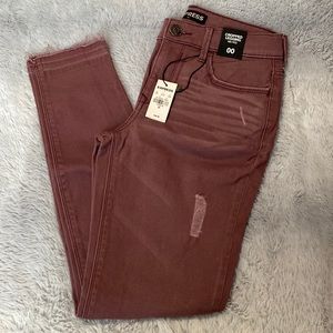Express size 00 cropped legging mid rise with frayed hem